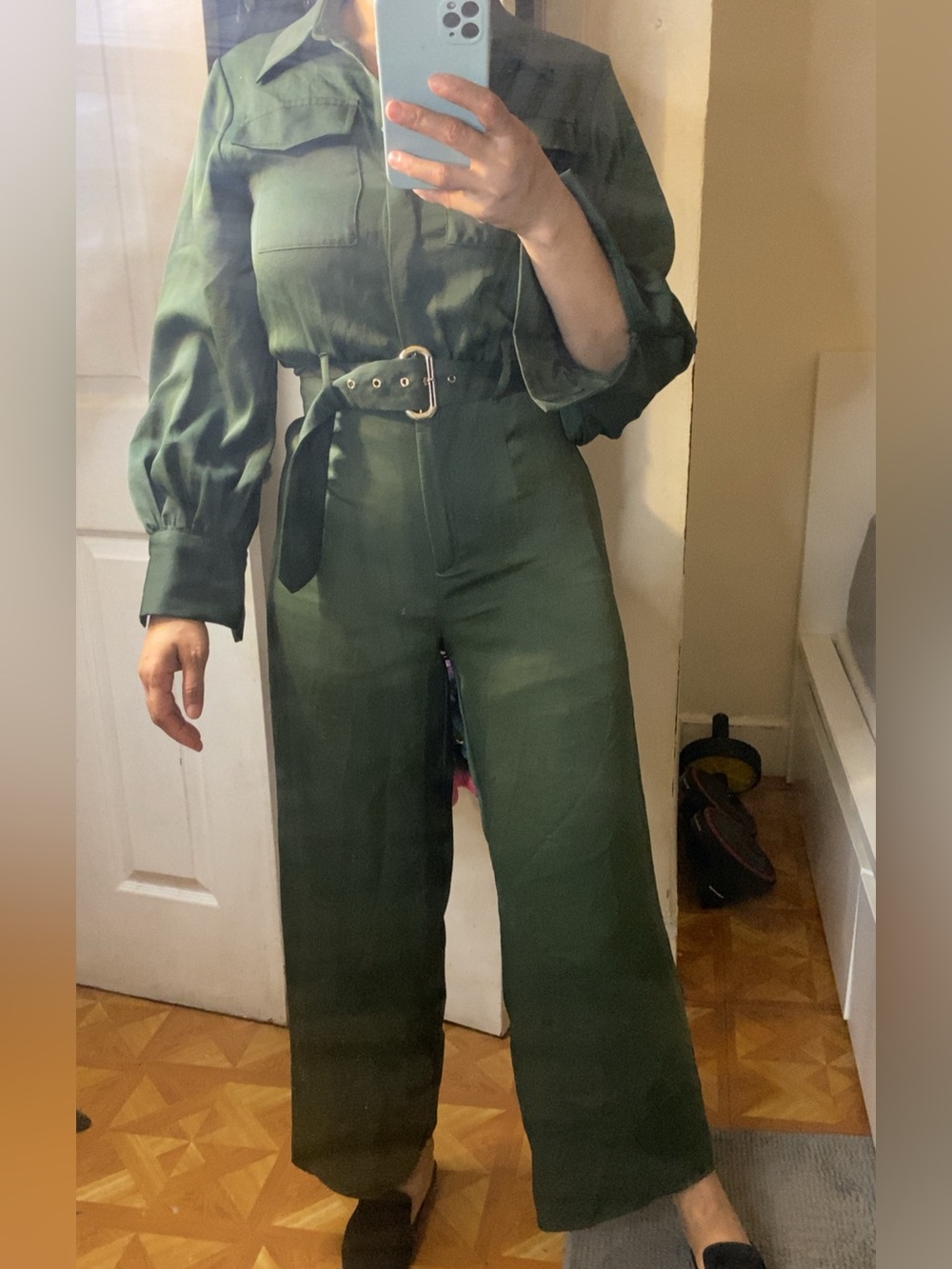 River Island Dark Olive Green Utility Belted Jumpsuit
